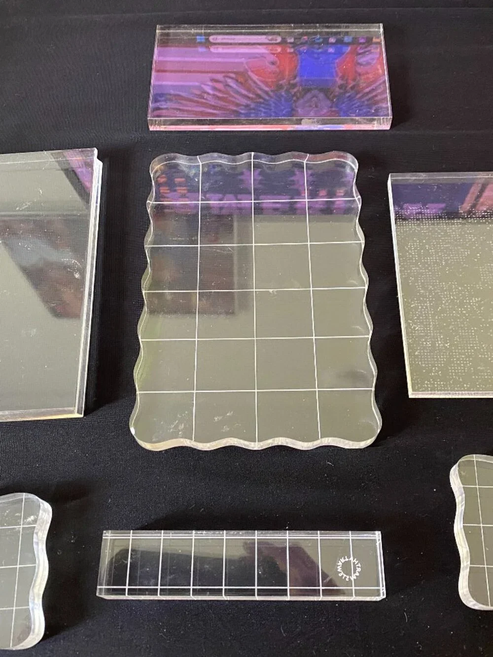 7 CLEAR SEE THRU DIFFERENT SIZES STAMPING BLOCKS